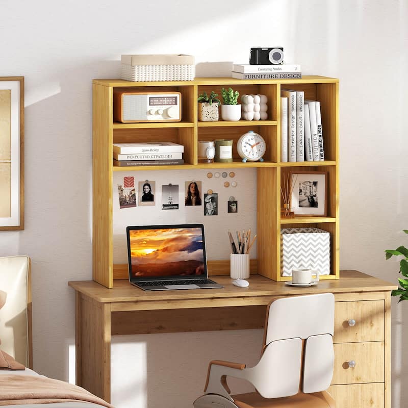 Costway Desktop Bookshelf Desk Storage Hutch with 7 Open Cubbies & 3 - See Details
