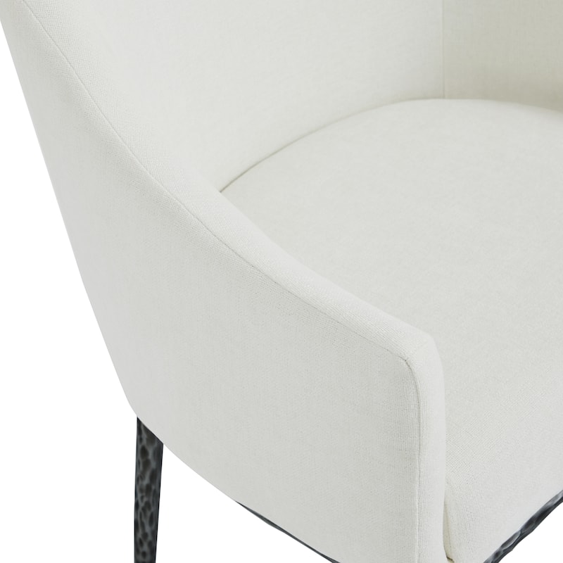 Christopher Knight Home - Ameson Artisan Upholstered Dining Chairs Set with Amrest, Hammered Metal Legs & Padded Seat