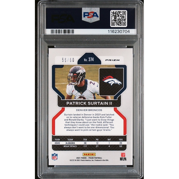 Patrick Surtain II 2021 Panini Prizm Orange Wave Signed Football