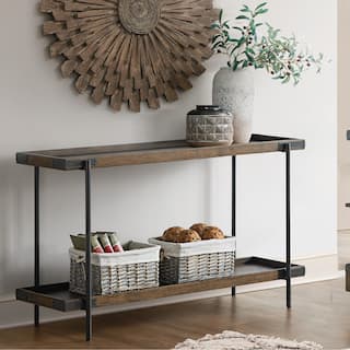 Kyra 48"L Oak and Metal Sofa/TV Console Table with Shelf - Standard
