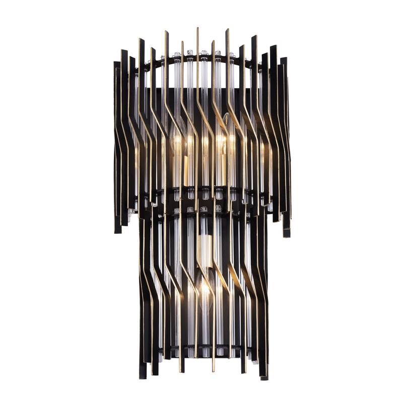 Varaluz Park Row Wall Sconce - Matte Black/French Gold - 6.25"D x 11"W x 20"H - 6.25"D x 11"W x 20"H