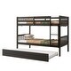 preview thumbnail 6 of 7, Espresso Twin Rubber Wood Bunk Bed with Trundle & Guardrails