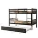 preview thumbnail 6 of 7, Twin Over Twin Rubber Wood Bunk Bed with Trundle, Convertible into 2 Twin Size Beds,with Ladder and Safety Guardrails