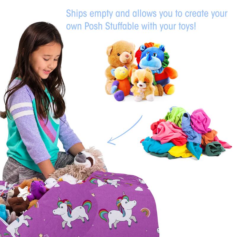 Kids Bean Bag Chair Cover Stuffed Animal Storage or Toy Organizer