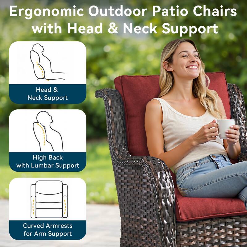 Outdoor Wicker High Back Club Chair Brown-Red - Brown