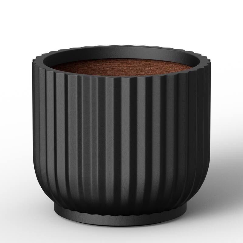 Enhanced Interior Round Concrete Plant Pot Flower Planter - 16.5 x 14.5 - Matte Black(Enhanced Interior)