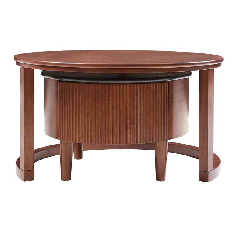 Round Nesting Coffee Table Set, Rustic Wood Sofa Side Tea Tables Center Tables with Drawer, Accent Table for Living Room, Office