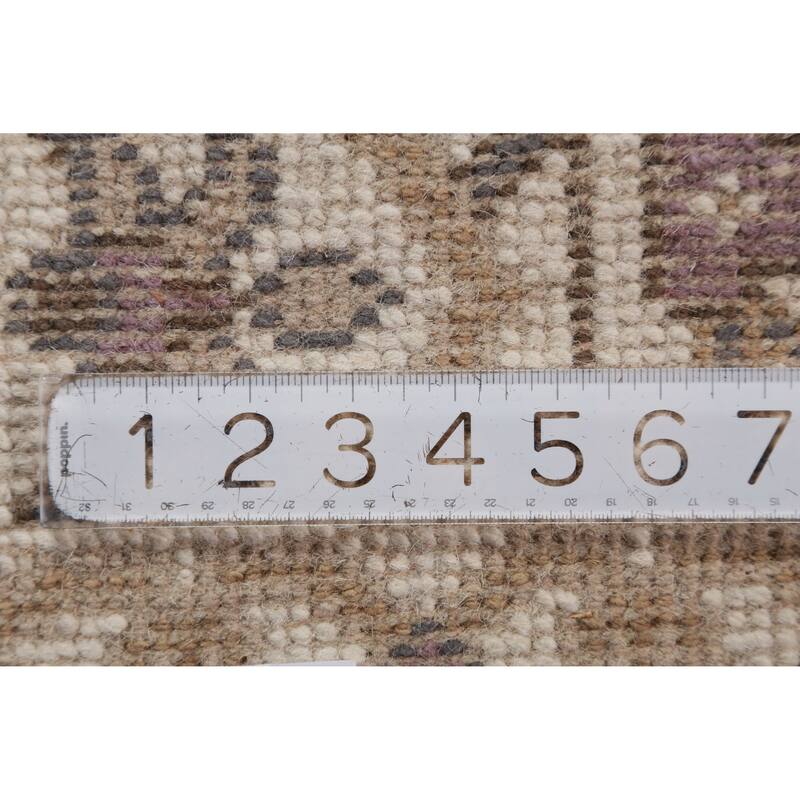 All-Over Ivory Oushak Oriental Runner Rug Handmade Wool Carpet - 2'6" x 7'11"