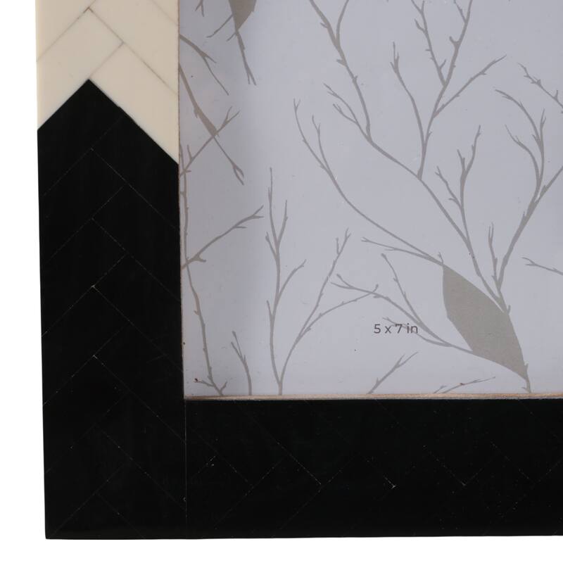 Resin Herringbone 2-Tone Photo Frame - Ivory