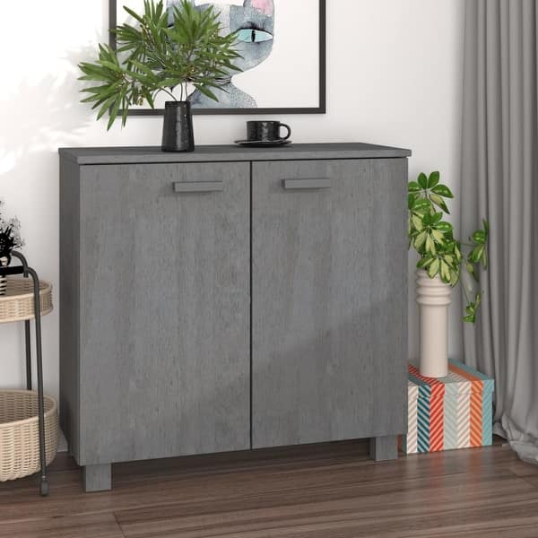 slide 2 of 7, vidaXL Sideboard Buffet Cabinet for Living Room Kitchen HAMAR Solid Wood Pine - 33.5"x13.8"x31.5" Dark Gray
