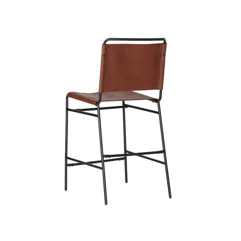 Leffler Metal Faux Leather 25.5-Inch Counter Stool
