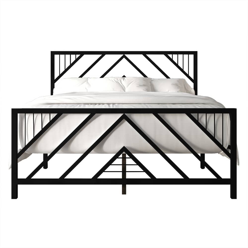 CraftPorch Classic Geometric Slat Metal Platform Bed