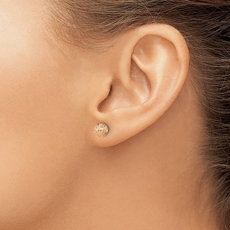 Curata 14k Rose Gold 6mmDiamond-Cut Ball Post Earrings