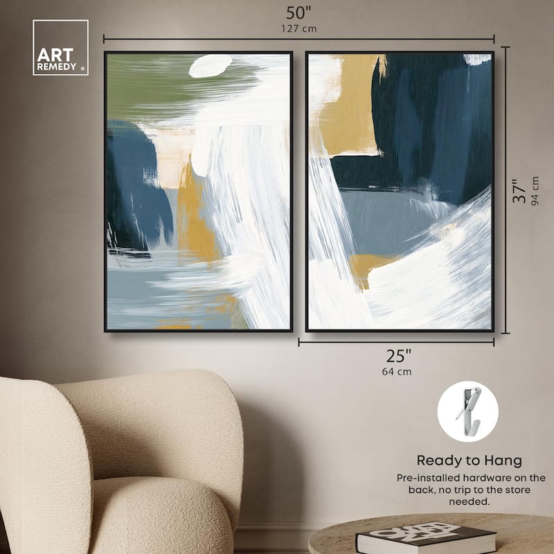 Textured Greens III Canvas Set of 2 by Art Remedy