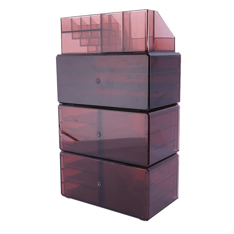 4Pcs/Set Plastic Cosmetics Storage Rack Transparent Coffee - Brown - Makeup Organizers