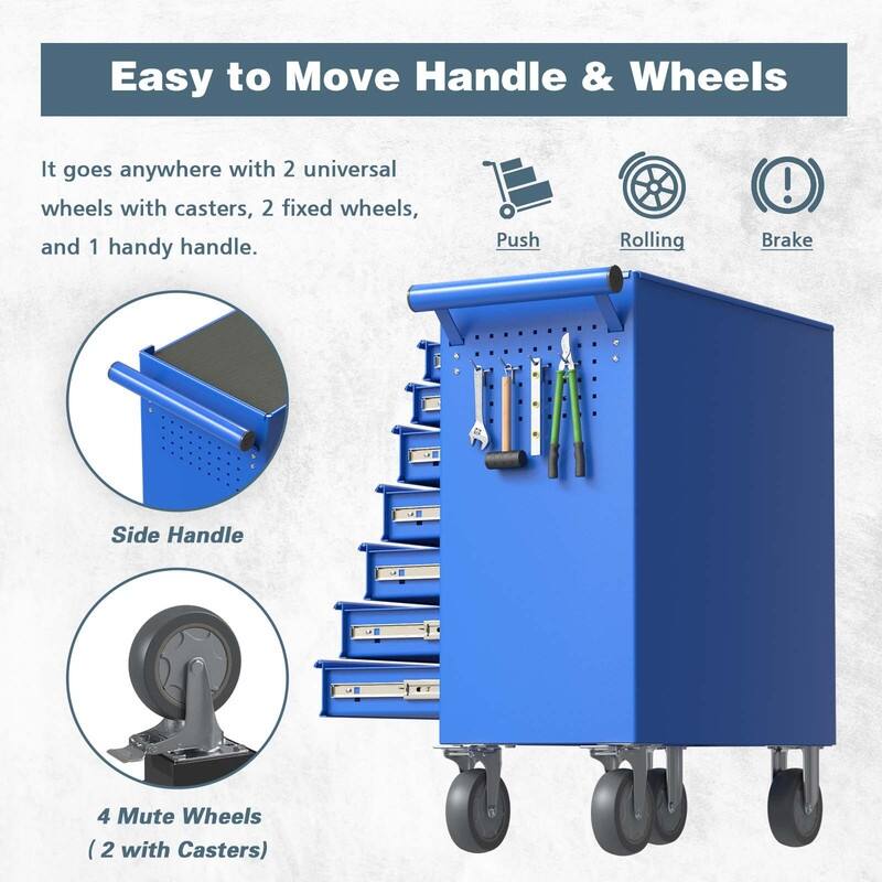 7-Drawer Heavy Duty Rolling Tool Chest Tool Storage Box - N/A