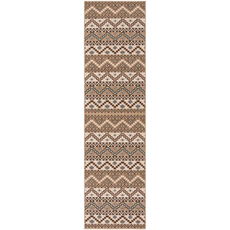 SAFAVIEH Veranda Rudy Indoor/ Outdoor Waterproof Patio Backyard Rug - 2'3" x 10' Runner - Creme/Brown