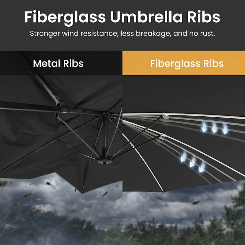 Crestlive Products 15ft Double-sided Patio Umbrella Solar LED Lighted Outdoor Market Umbrella