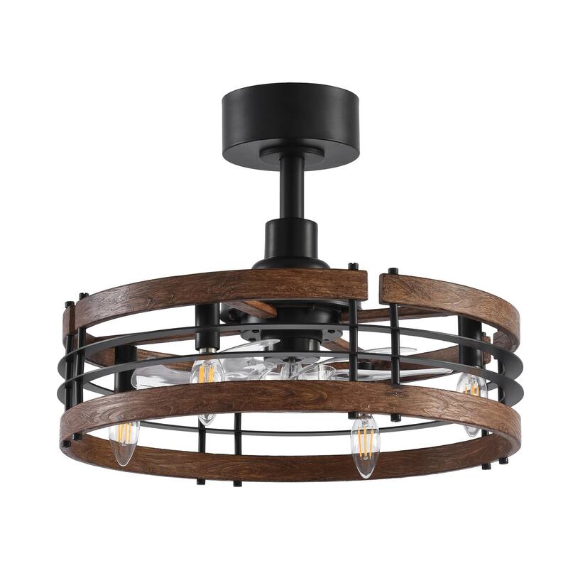 20 Inch 7-Blade Caged Ceiling Fan with Light and Remote