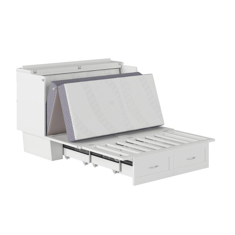 Monroe Full Murphy Bed Chest with 6" Memory Foam Mattress