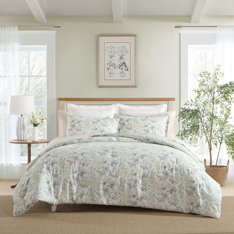 Laura Ashley Bramble Floral Cotton Reversible Comforter Set