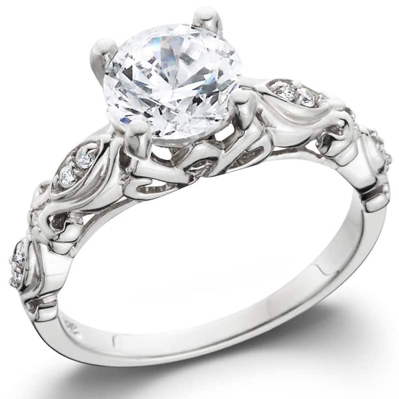 1 1/16ct Vintage Enhanced Diamond Engagement Ring White Gold