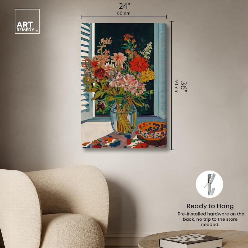 Vase on a Windowsill Canvas by Art Remedy, Gallery Wrapped