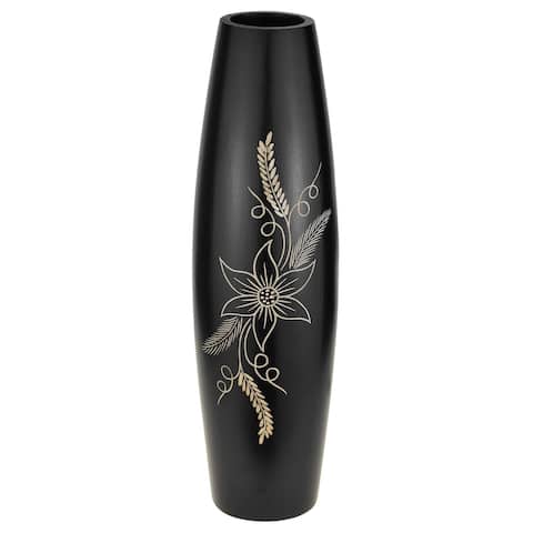Handmade Nature's Finest Flower and Natural 14-inch Mango Tree Wood Vase (Thailand)