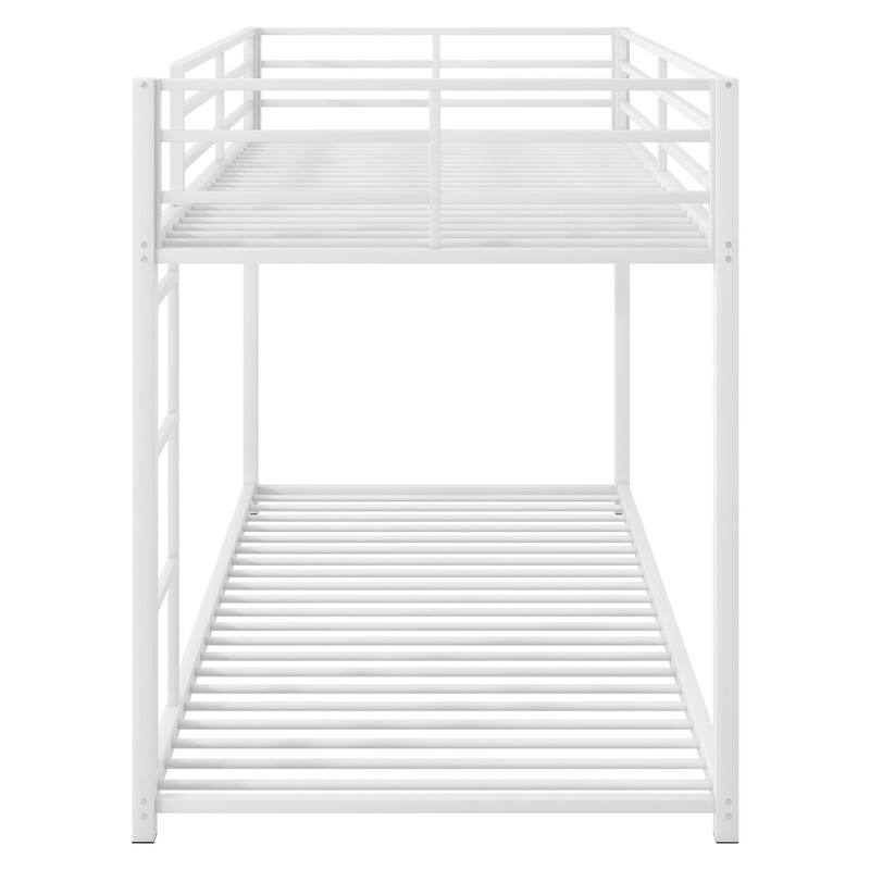 Twin over Twin Size Metal Low Bunk Bed with Ladder