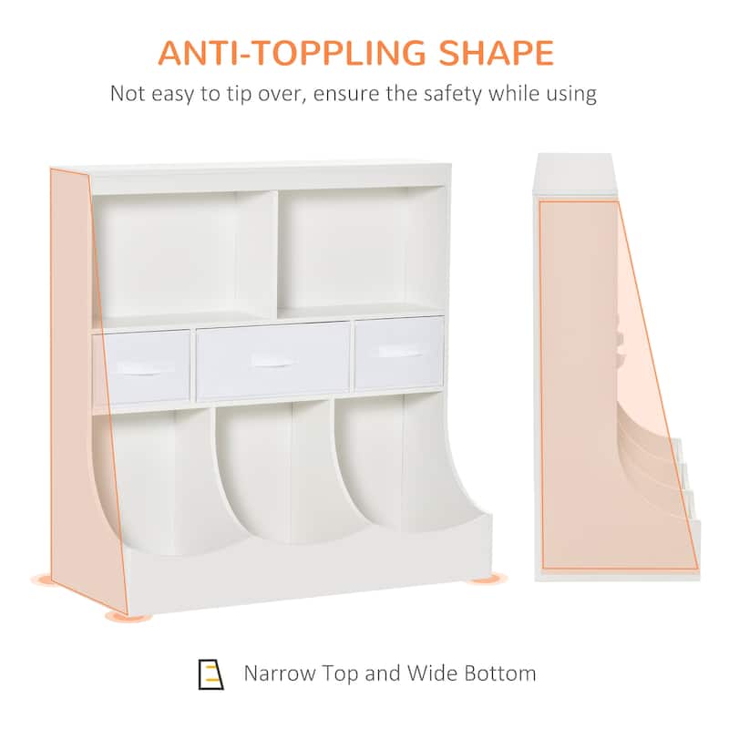 Multi-Compartment Storage Cabinet for Kids with Fabric Drawers and Shelves Ideal for Toys Books and Clothes