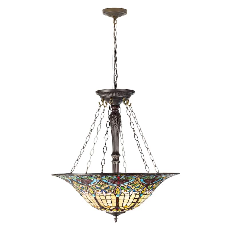 Ava River of Goods Multicolor Stained Glass and Metal 24-Inch Pendant Light with Adjustable Hanging Cord - 24" x 24" x 84" - 24" x 24" x 84" - Yellow/Red/Green