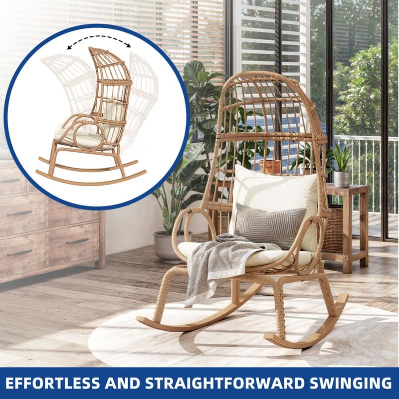 Moasis Outdoor Narrow Wicker Egg Chair Basket with Cushions