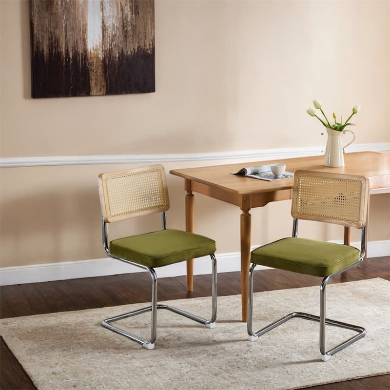 Mid Century Dining Chairs,Accent Chairs,Rattan Kitchen Chairs,2 PCS