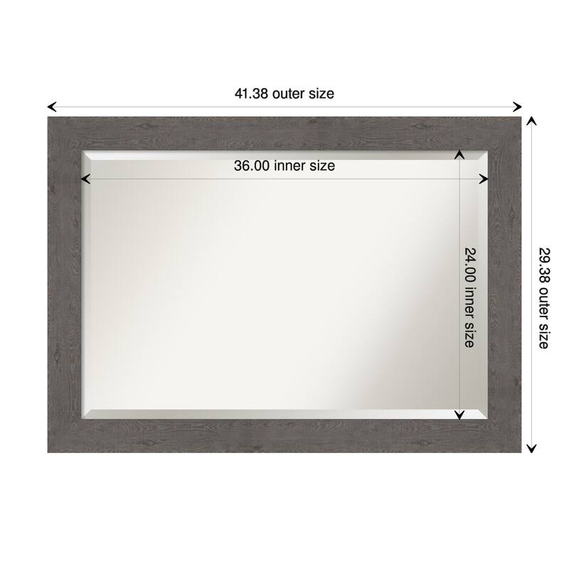 Beveled Wall Mirror - Rustic Plank Espresso Frame - 41.5 x 29.5-inch - Rustic Plank Grey