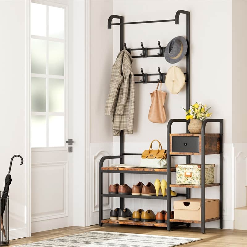 Square tube drawer hallway rack