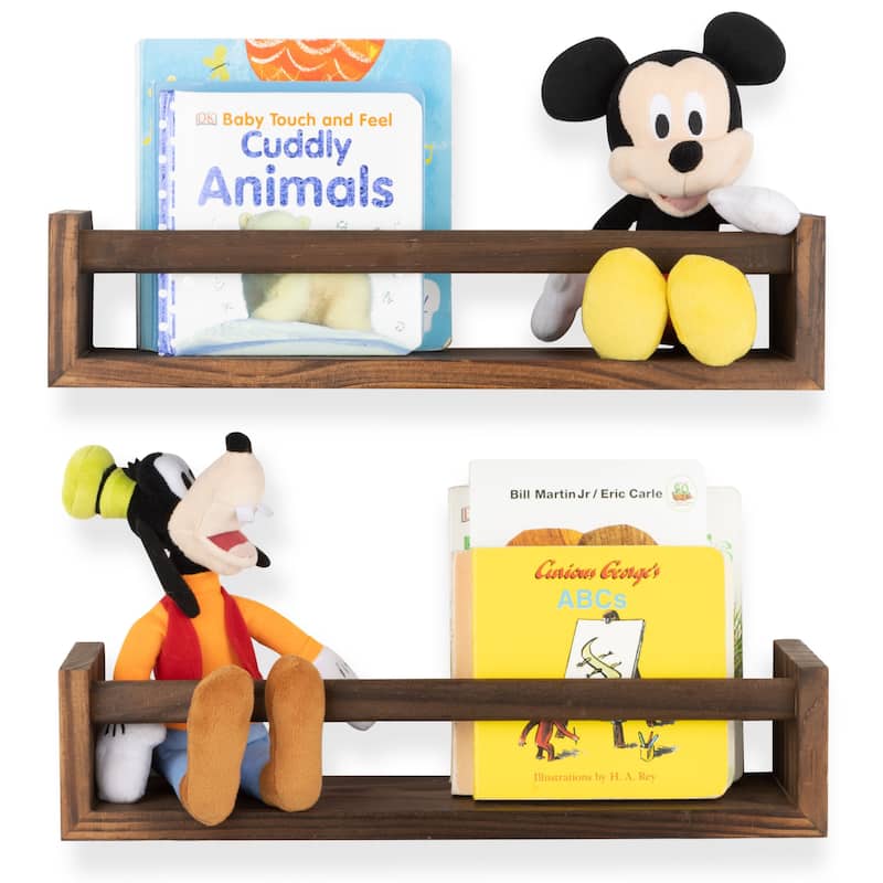 Wallniture Utah Wood Wall Shelves for Book and Toy Storage (Set of 2)