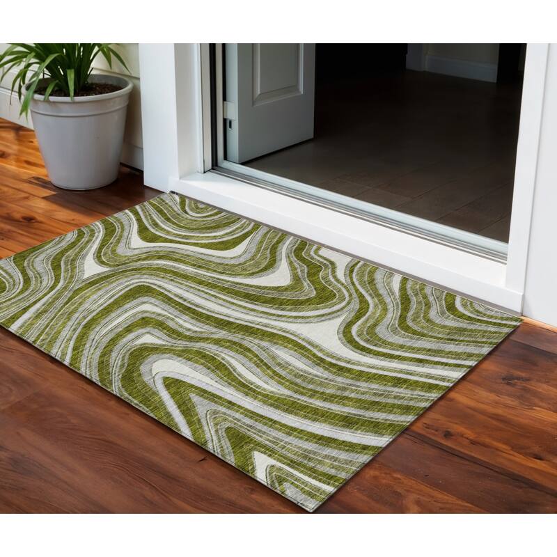 HomeRoots Abstract Transitional Rectangle Outdoor Rug - 3' x 5'