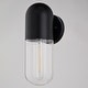 preview thumbnail 5 of 5, VAXCEL West Loop 1-Light Matte Black Contemporary Outdoor Wall Sconce made of Durable Metal, Clear Glass Shade, LED Compatible
