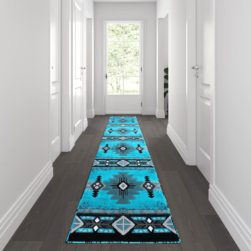 Traditional Southwestern Style Olefin Fiber Geometric Area Rug