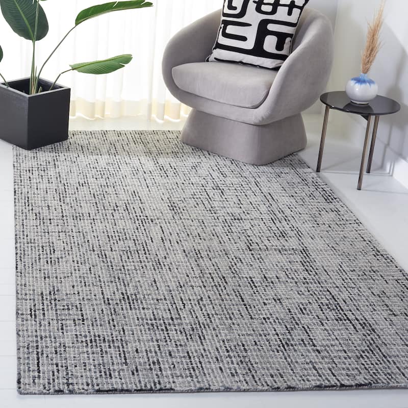 SAFAVIEH Handmade Abstract Lottie Modern Wool Rug - 4' x 6' - Dark Grey/Ivory - Rectangle