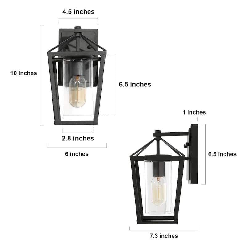 Mufy 1-light Black Lantern Outdoor Wall Sconce Dimmable Exterior Wall Lighting for Garage Porch Front Door