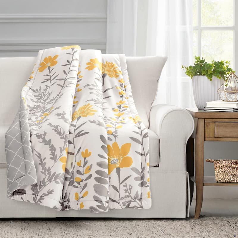 Lush Decor Aprile Throw Single - 60" x 50" - Yellow/Gray