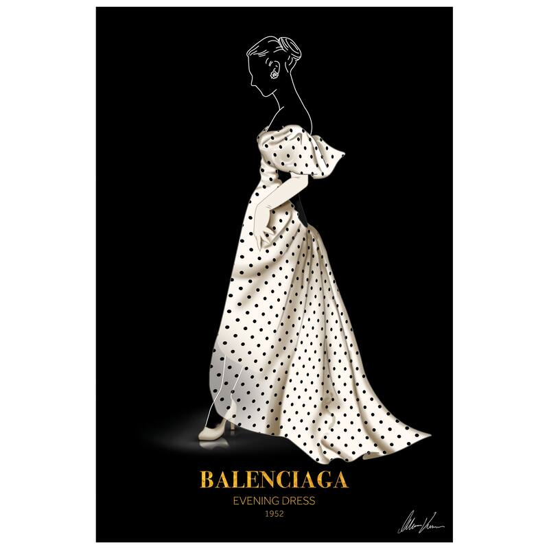 "B Fashion white look" Frameless Free Floating Reverse Printed Tempered Glass Wall Art