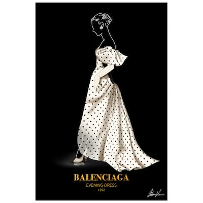 "B Fashion white look" Frameless Free Floating Reverse Printed Tempered Glass Wall Art