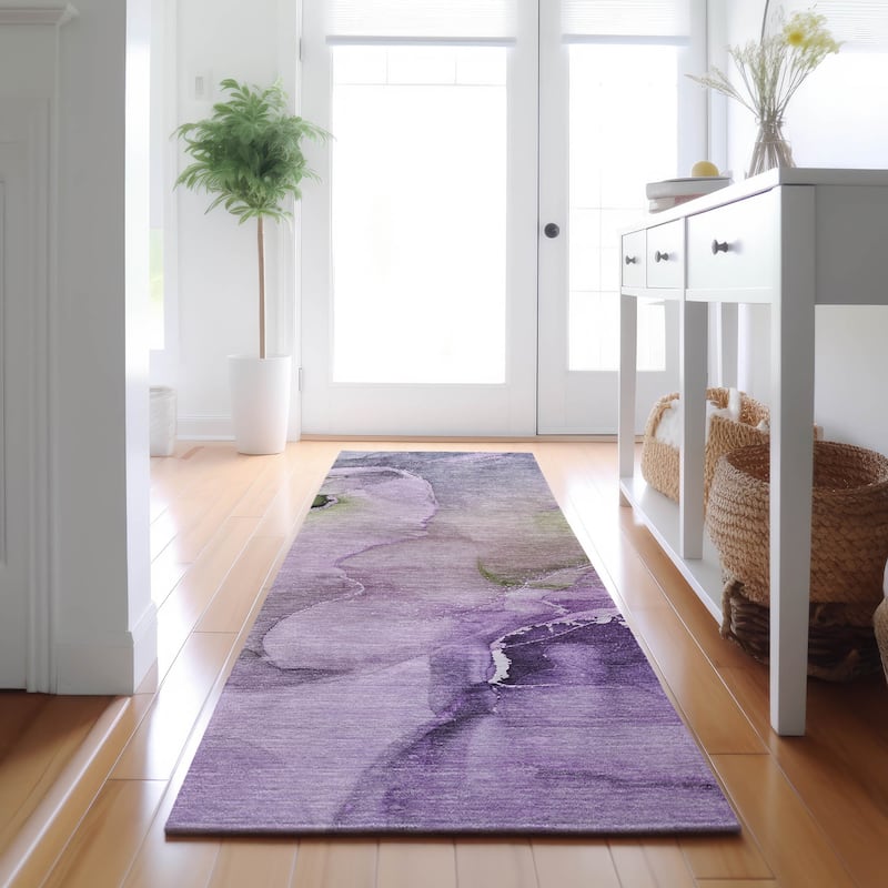 Premium Washable Super Soft Abstract Mayfield Rug - Purple - 2' 3" x 7' 6" - Runner