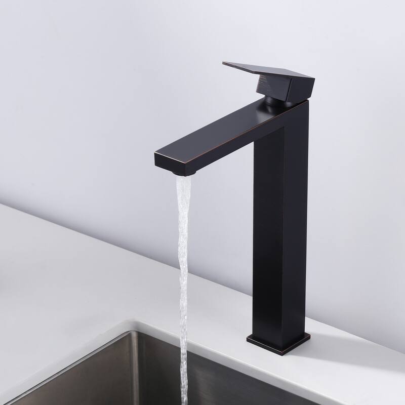 WOWOW Single Handle Single Hole High Arc Bathroom Vessel Faucet