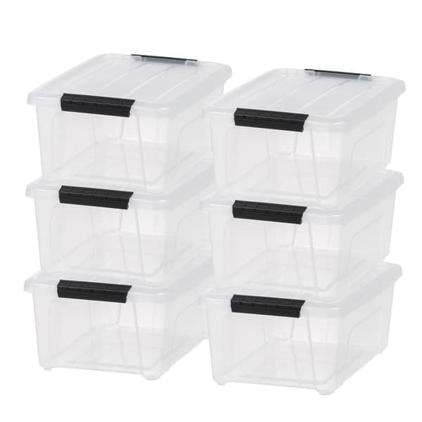 IRIS USA® Buckled Clear Box 13.5 Qt Buckle Lid - Clear - Set of 6