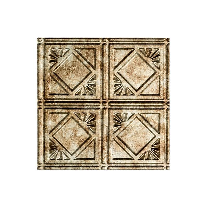 FASÄDE Traditional Style 4 Decorative Vinyl 2ft x 2ft Lay in Ceiling Panel in Bermuda Bronze (5 Pack) - 12in x 12in Sample - Bermuda Bronze