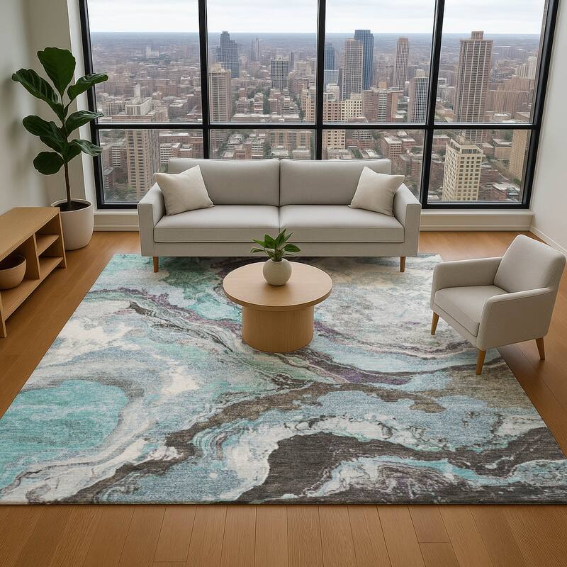 Premium Washable Super Soft Mayfield Rug - Teal - 8' x 10'