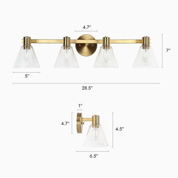 Veniya 4-light Modern Glam Gold Bathroom Vanity Light with